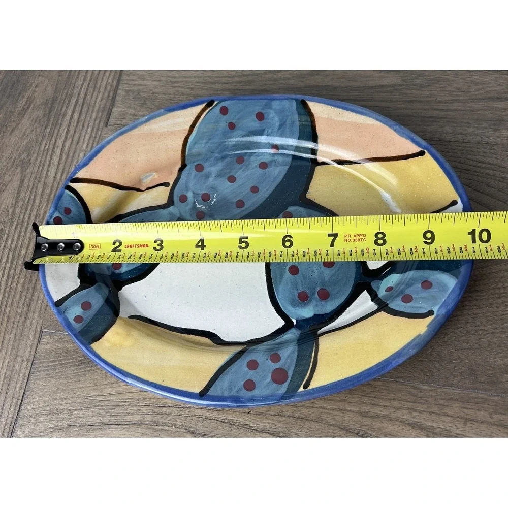 Stephen Kilborn Pottery CACTUS DOTS Large Oval Platter Tray ~10